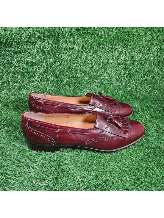 Vtg Salvatore Ferragamo Lucas Tassel Kiltie Loafers Mens 10.5 A Burgundy Italy main image 9